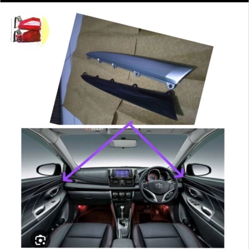 panel trime atau garnish pintu yaris vios trd 2013-2018 hitam glossy dan silver asli