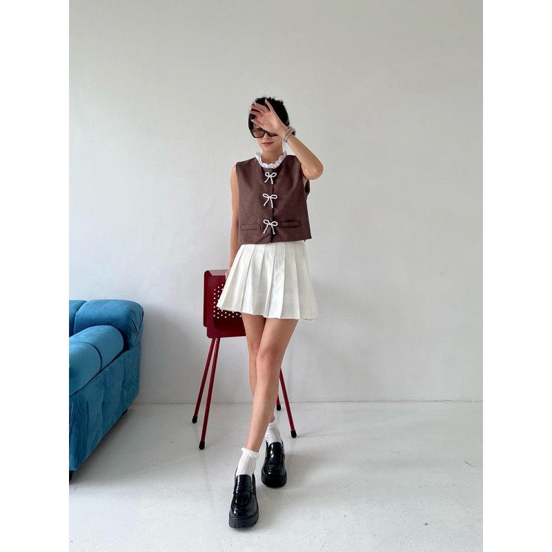 GHAIS | Karen Ribbon Top / Atasan Wanita / Baju Wanita / Baju Muslim / Tanpa Lengan/ Top Wanita / Cr