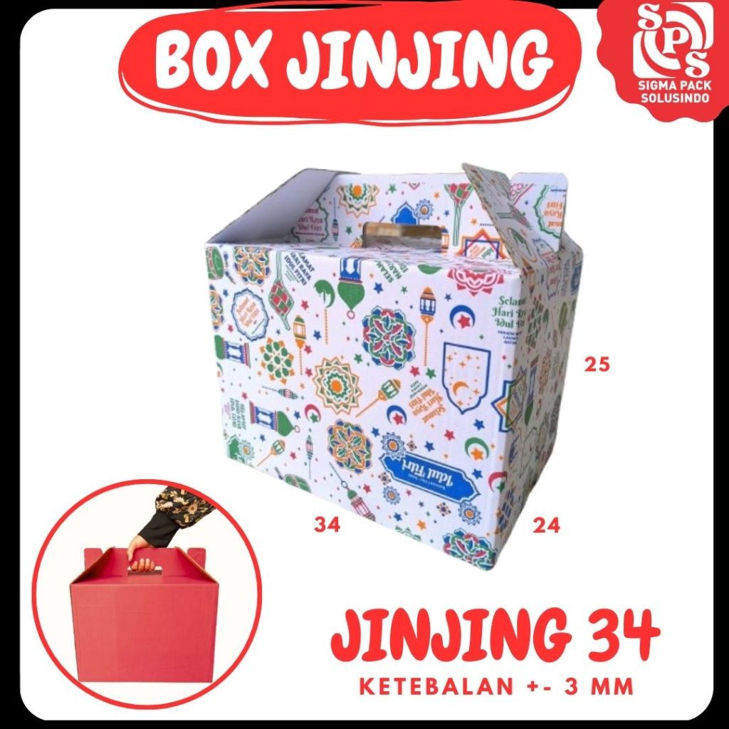 

Box Jinjing 34x24x25 Gable Box Kardus Packing Bingkisan lebaran/Parcel/Lebaran/idul Fitri/Paket/sembako