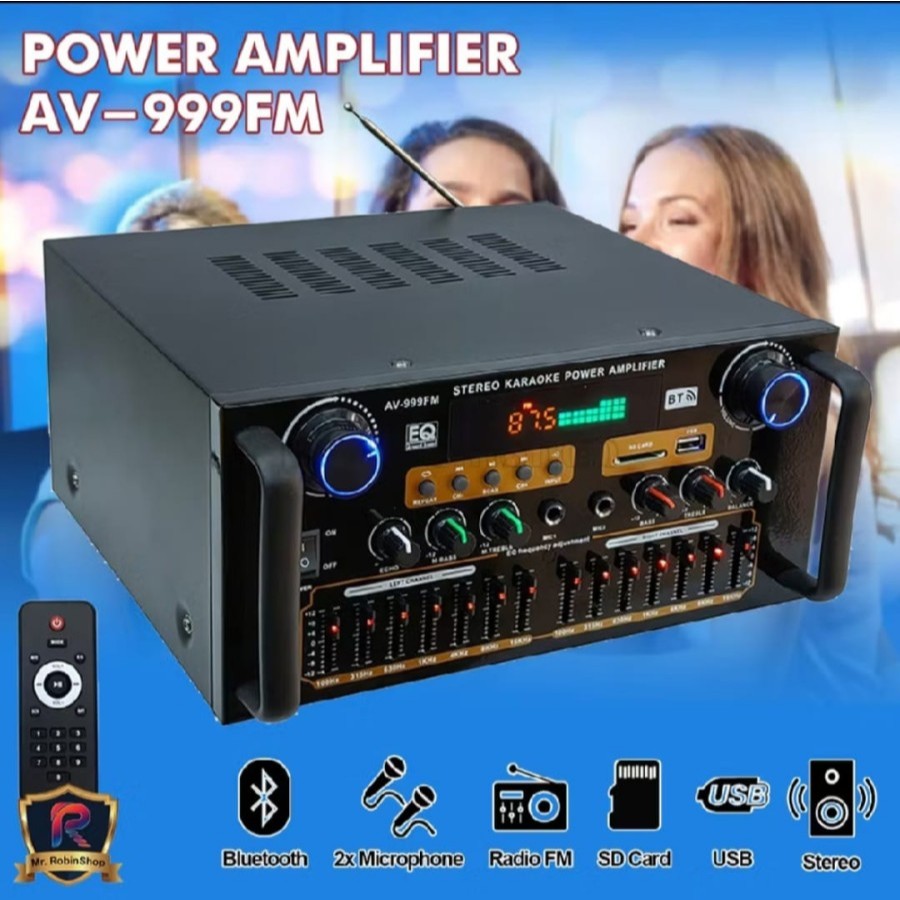Power Amplifier Fleco AV-999FM karaoke mixer bluetooth Original Garansi 1 Tahun