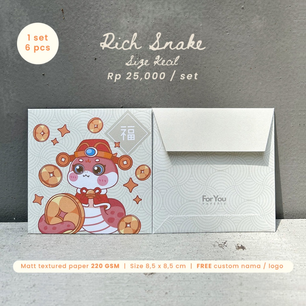 

Chinese New Year Classic Money Envelope (Rich Snake) | Angpao Imlek Custom 2025 (6 pcs)
