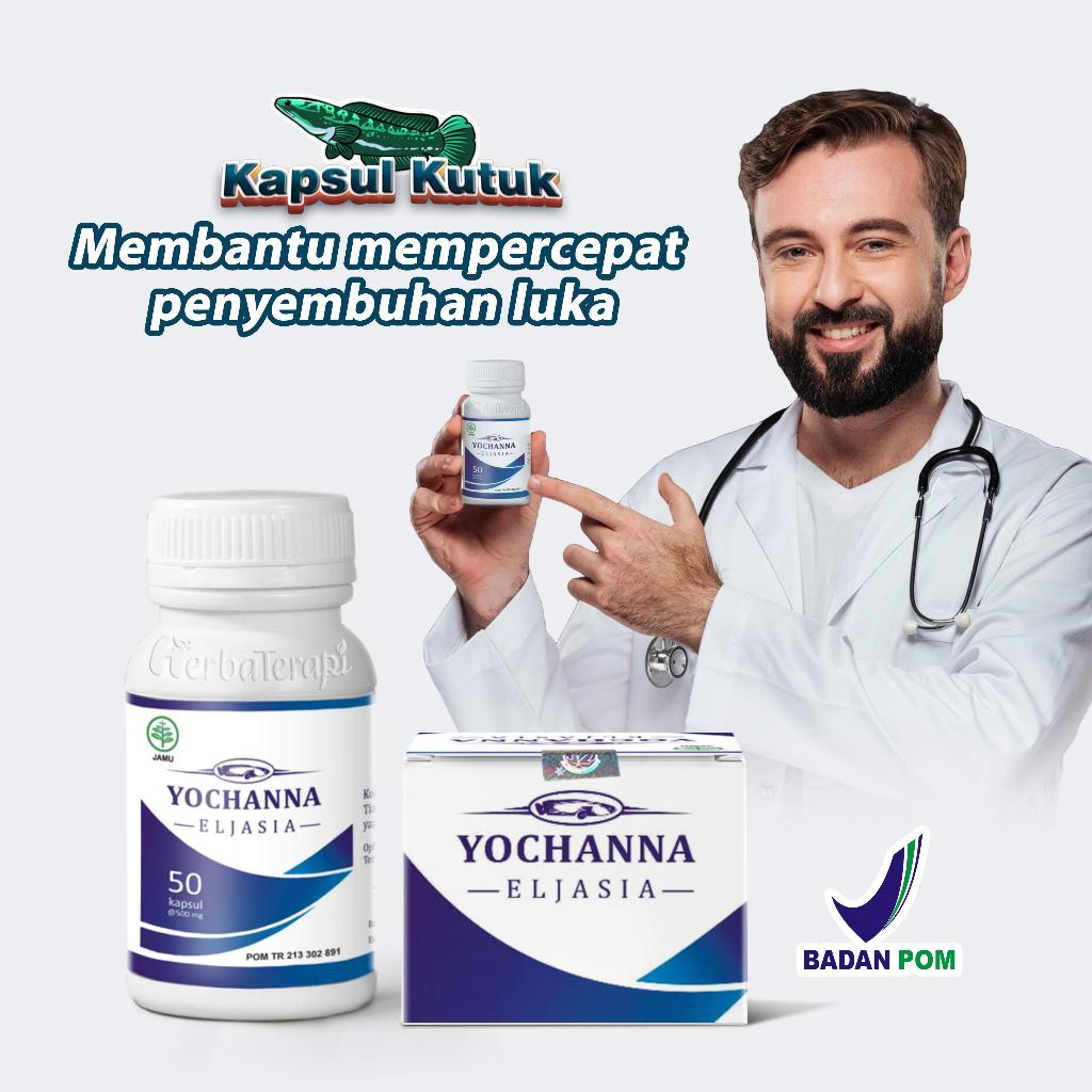 YOCHANNA Kapsul Kutuk ektrak ikan gabus Obat Luka Dalam & Luar Herbal Penyembuh Luka operasi caesar 
