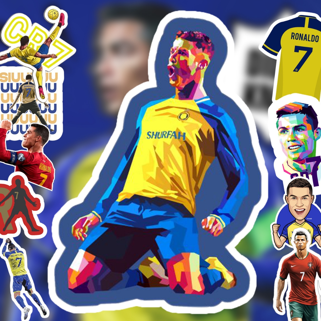 

Stiker Pack Ronaldo CR7 Hologram 15pcs Sticker Vinyl Glossy Laminasi The Goat Ronaldo 7 CRISTIANO RONALDO AL NASSR PORTUGAL - SOLDIMPRO KOPER TUMBLER LAPTOP HELM Waterpoof