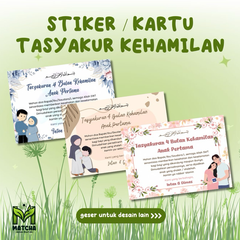 Kartu & Stiker Tasyakuran Kehamilan 4 Bulanan 7 Bulanan | Aqiqah | Syukuran | Free Custom