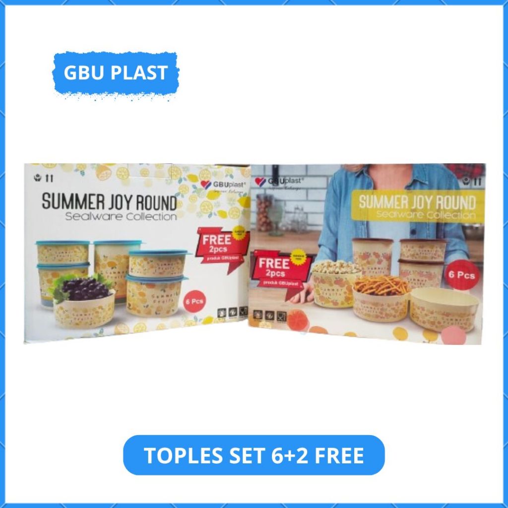 TOPLES SUMMER JOY ROUND SEALWARE SET OF 6 + 2 PCS GBU PLAST
