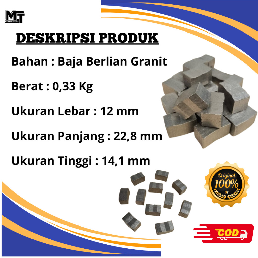 segmen mata bor sumur cekung/ segment bor sumur/diamond segment 12 mm