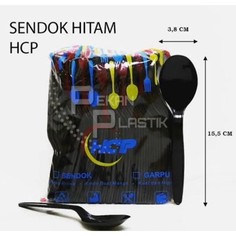 SENDOK GARPU MAKAN HITAM HCP SENDOK GARPU PLASTIK 100 PCS