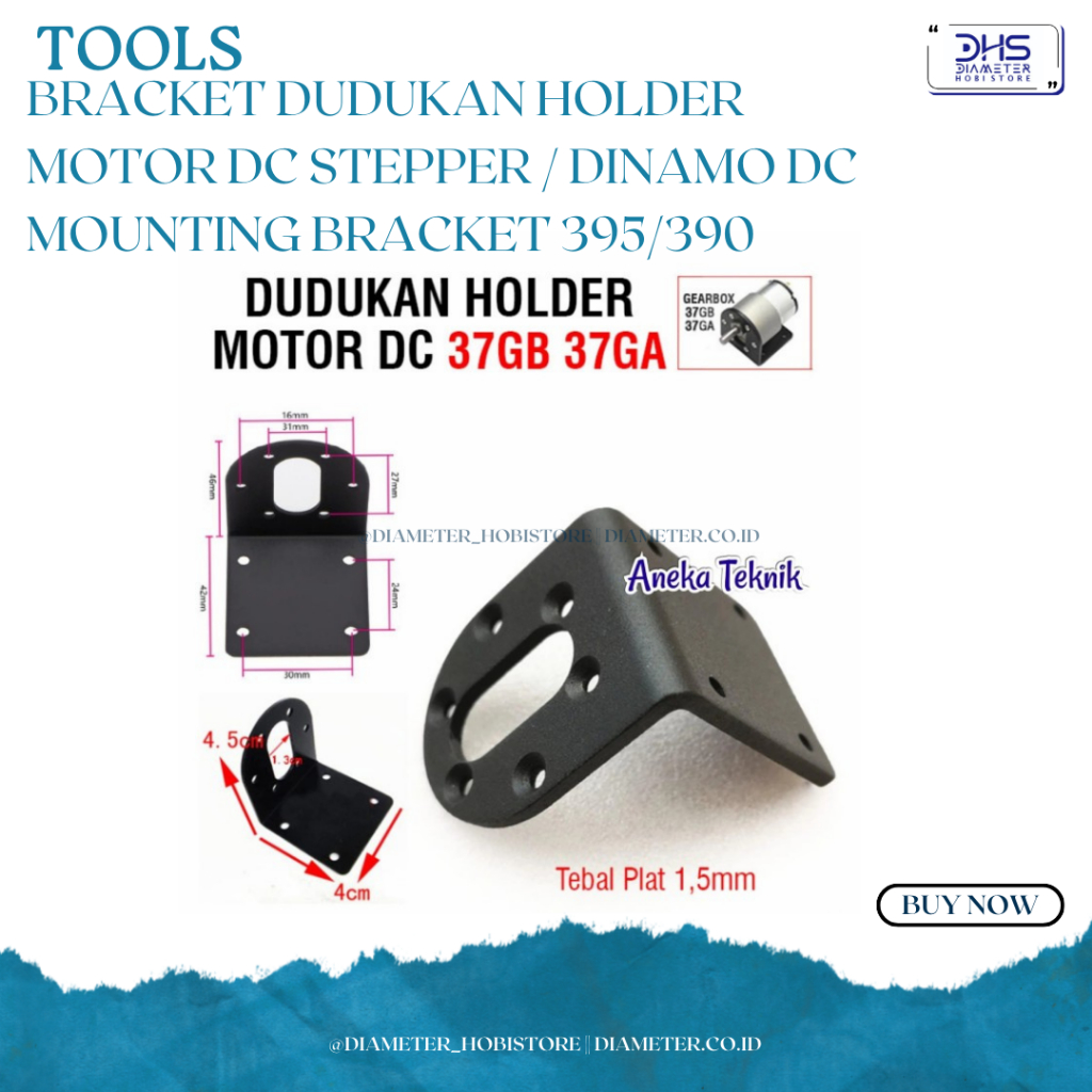 Bracket Dudukan Holder Motor DC Stepper / Dinamo DC Mounting Bracket 395/390