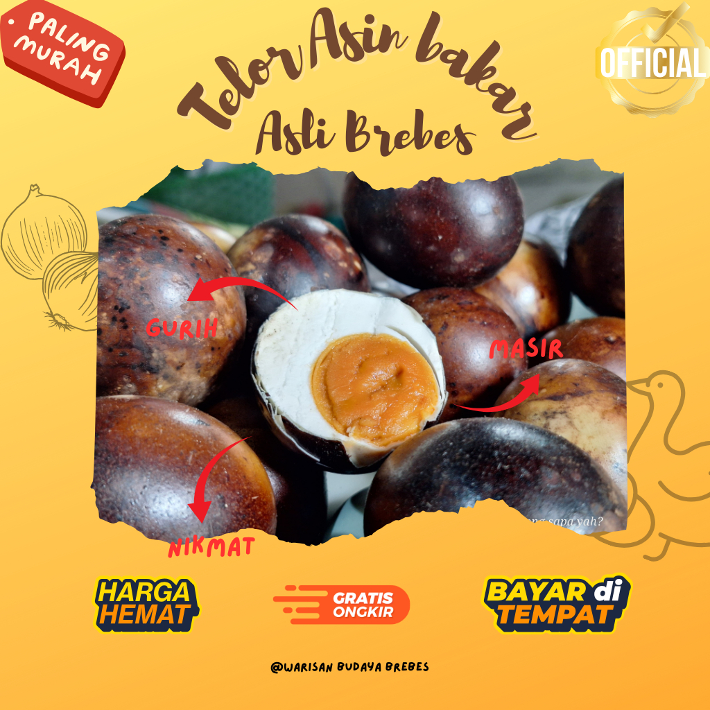 

Telor Asin Bakar 10 Butir Asli Brebes Termurah. Gurih, Masir, Nikmat Harga Hemat!!