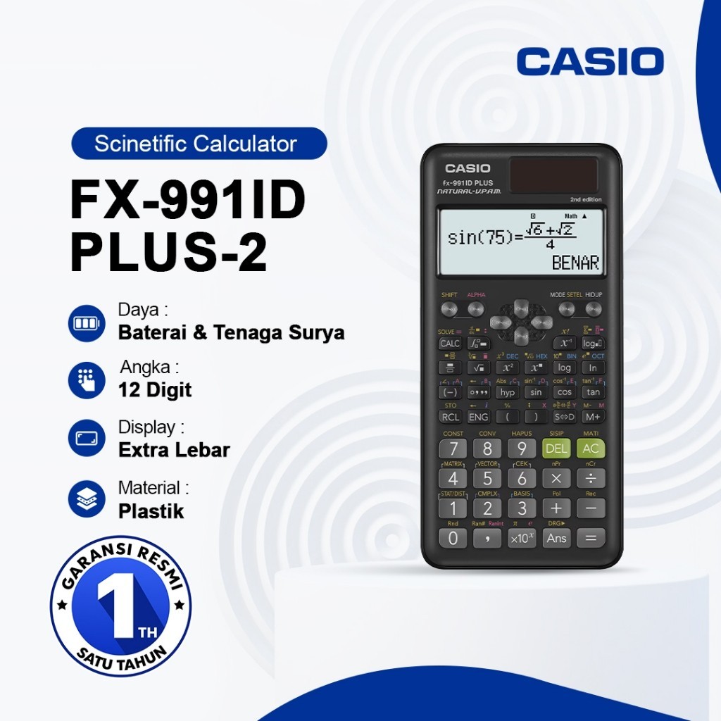

Casio Calculator Scientific FX 991ID Plus 2nd Edition Casio Calculator Ilmiah - Garansi Resmi