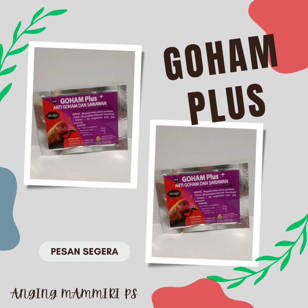GOHAM PLUS + (10 KAPSUL -  PIL ANTI GOHAM & SARIAWAN PADA AYAM)