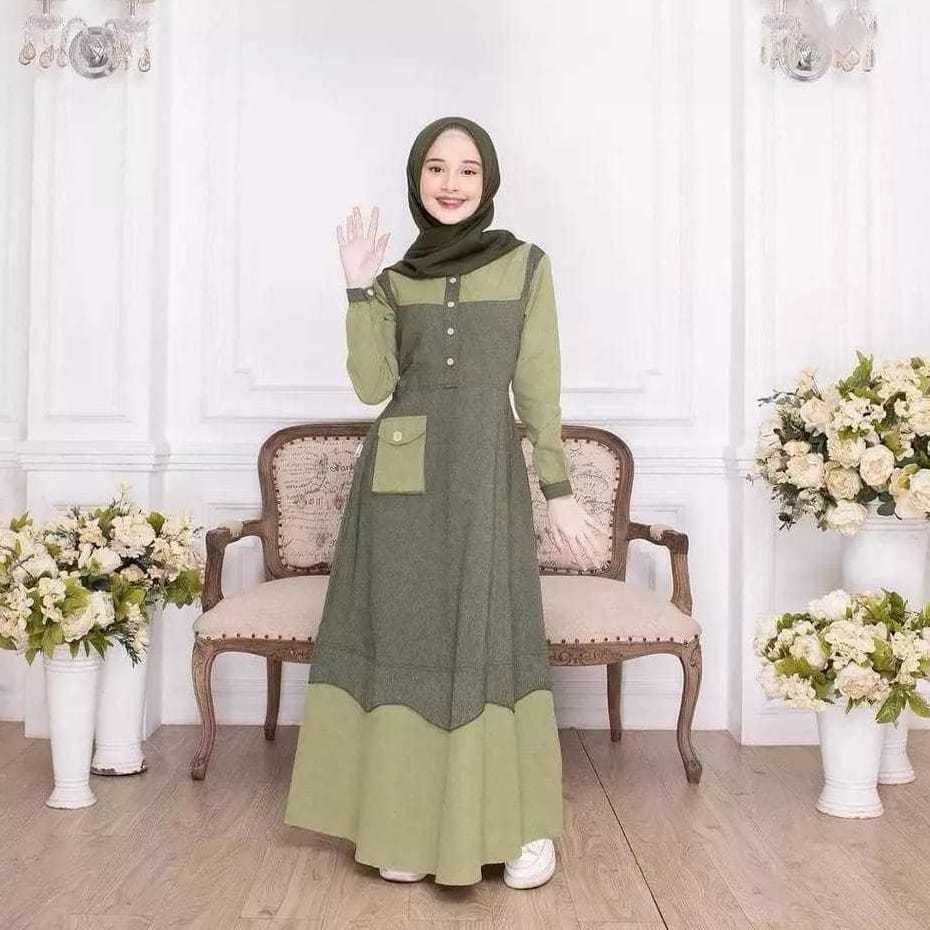 Baju Lebaran Anak remaja Busana Muslim Anak Perempuan Usia 10-17Tahun Gamis Remaja korea style polos