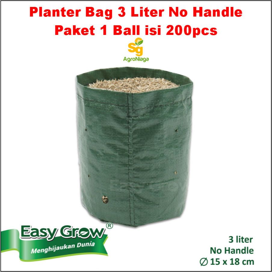 Grosir Planter Bag 3 Liter No Handle 1 Ball isi 200pcs Easy Grow Original