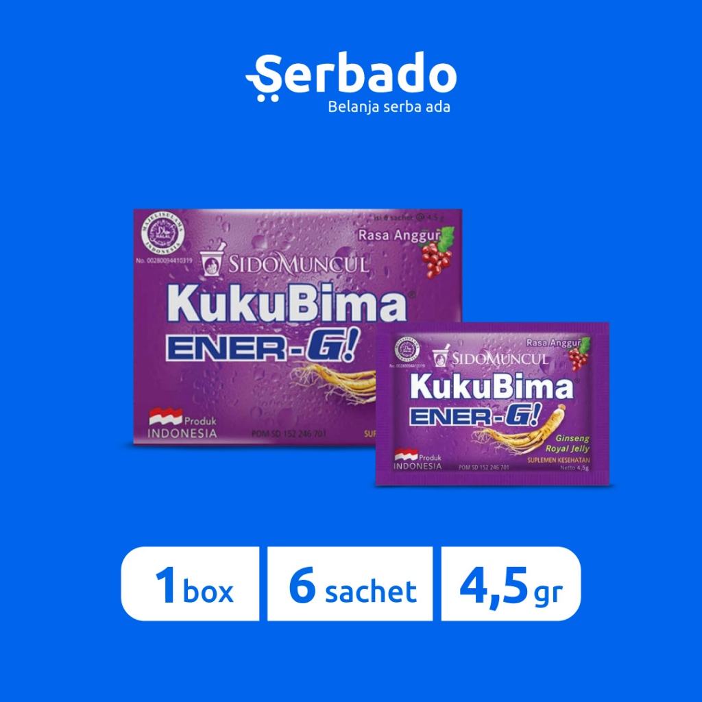 

KukuBima Ener-G Anggur Kemasan Sachet 4.5gr 1 Box (isi 6 sachet)