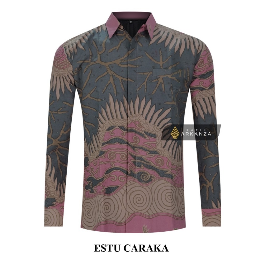 Kemeja Batik Motif Estu Caraka Slimfit lapis furing premium Batik Arkanza Solo INFL