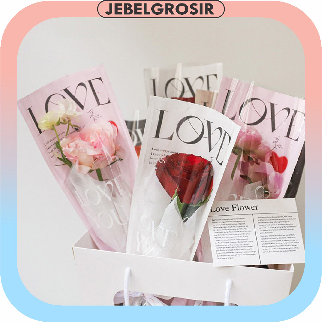 

30 Lembar Plastik Bunga Mawar 1 tangkai Wrapping Plastik untuk Mini Buket Rose SF04