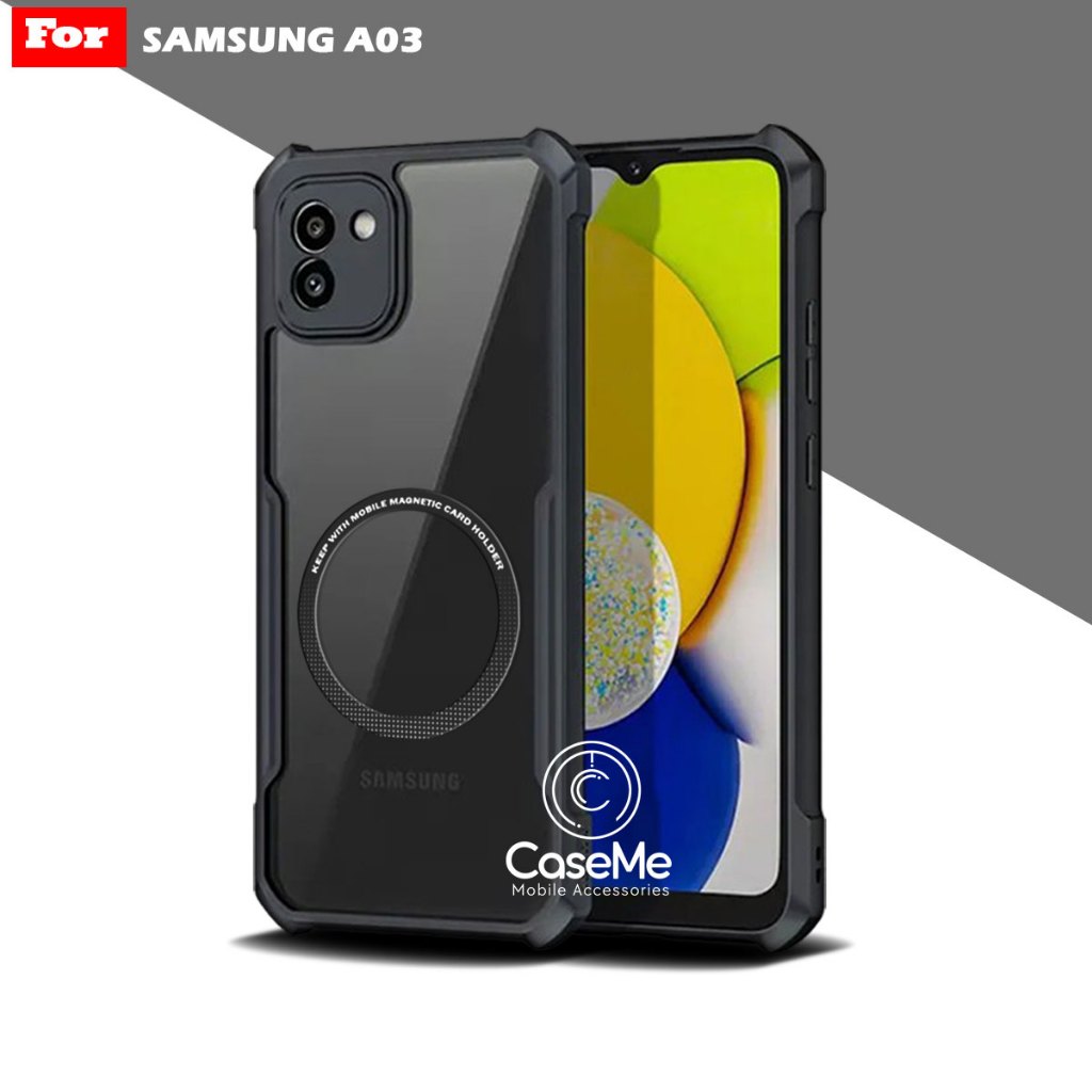Case Samsung A03 Softcase Fushion Magnetic Ring Transparan Magsafe Casing Terbaru