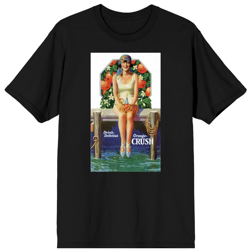 Kaos Pria Orange Crush Woman On Bench Drink Delicious Orange Crush