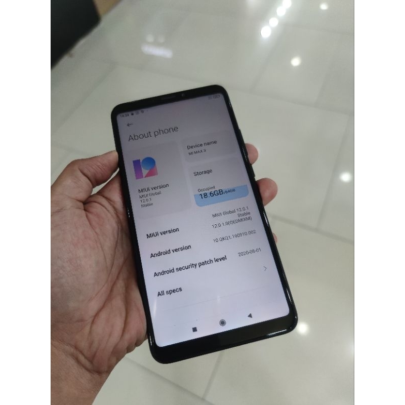 xiaomi mi max 3 4/64 unit only 100% normal tanpa kendala