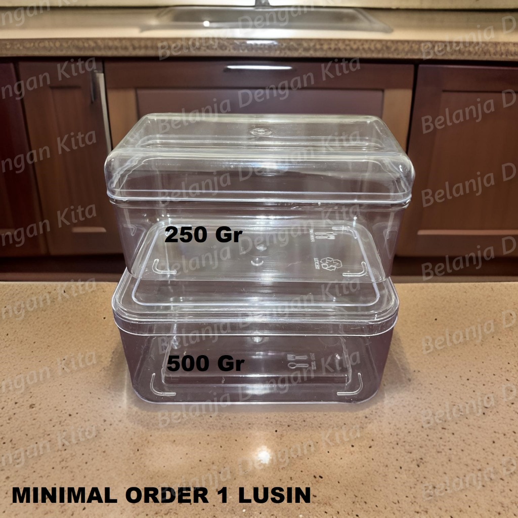 Toples Kotak persegi panjang Nastar Kue kering 250gr 500gr bahan PS bening / Tempat Wadah Plastik 1 