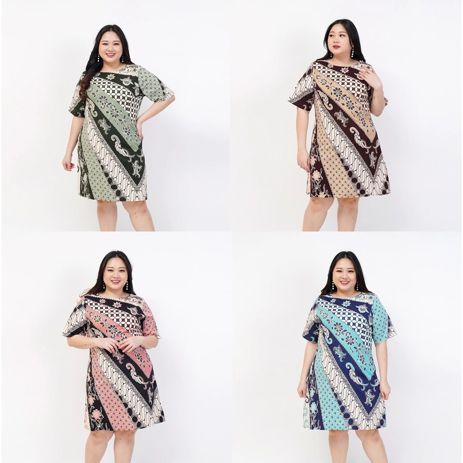 DRESS BAJU BATIK WANITA 038J JUMBO BIG SIZE LD 120 CM KEKINIAN BAJU HAMIL BUMIL XXL XXXL KERJA KANTO