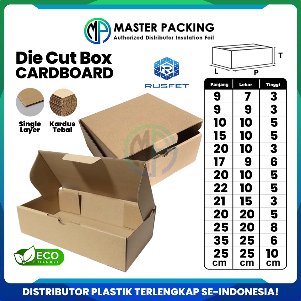

DieCut Box Kardus Packing Rusfet Kotak Box Hampers Cardboard Dus Polos Harga Ecer Satuan