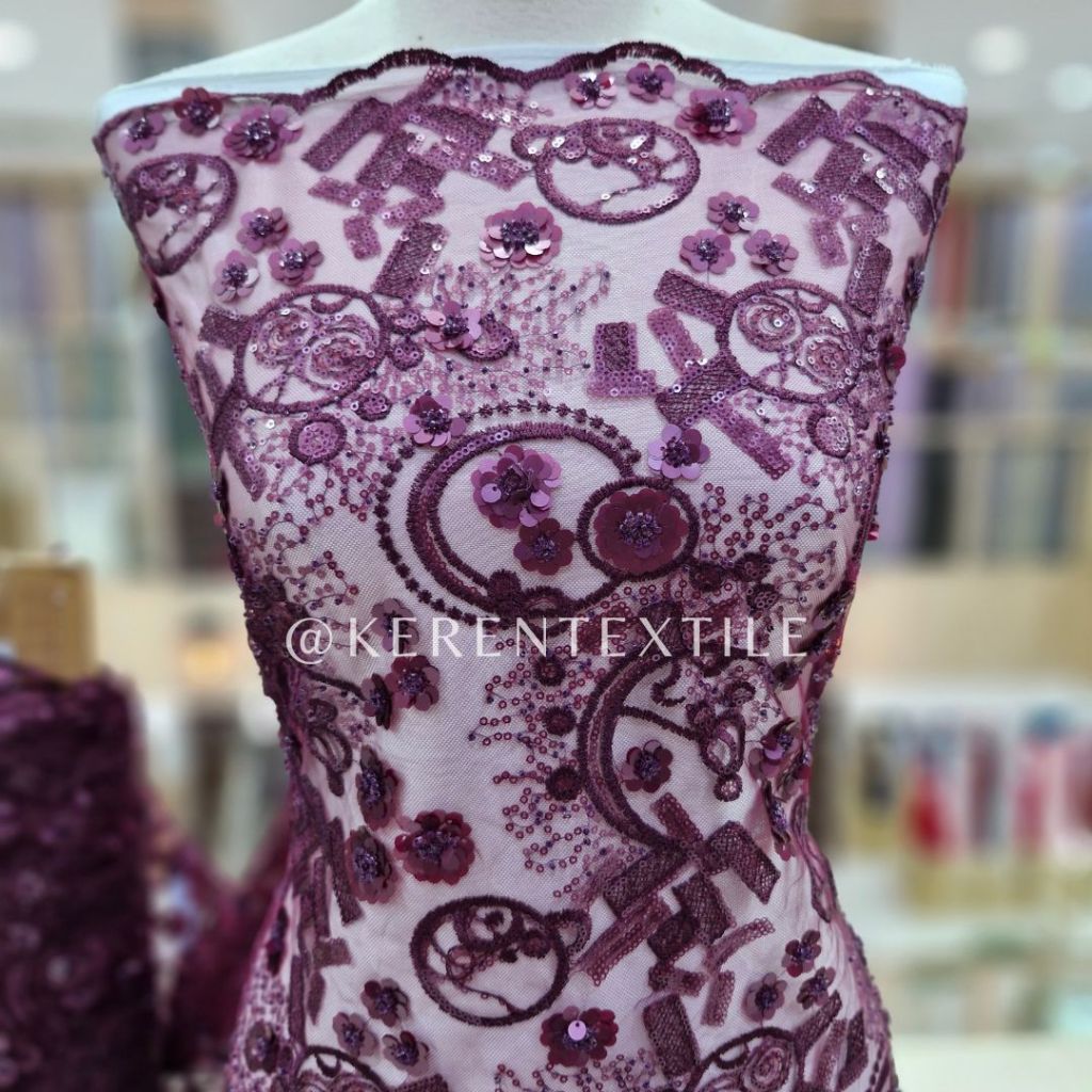 TULLE PAYET 2568 (Motif Bunga Payet 3D)