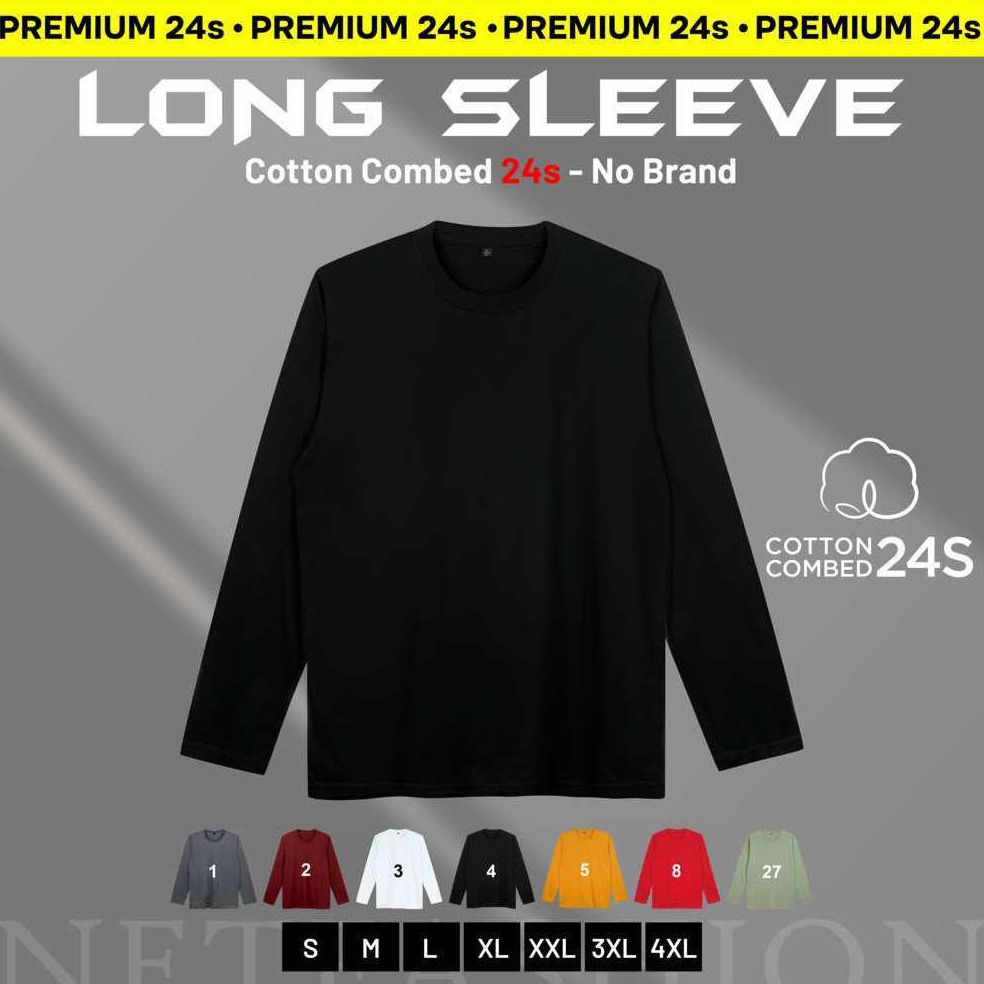 Modern KAOS S LENGAN PANJANG COMBED 24S COTTON PREMIUM REGULER FIT PRIA WANITA UNISEX ONECK LONG SLE
