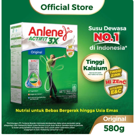 

Anlene Actifit 3X Susu Bubuk Dewasa Original 580g - Tulang & Sendi