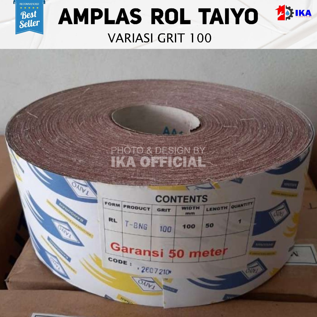 Amplas Roll Taiyo / Grit 100 / amplas meteran taiyo / amplas rol taiyo / amplas roll taiyo 50 meter 