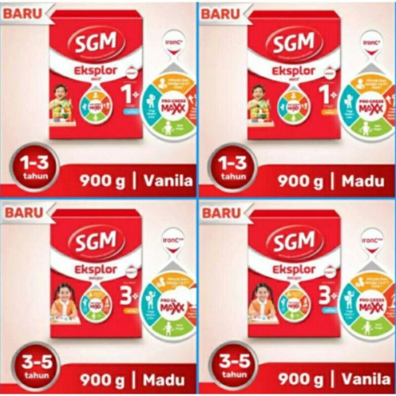 

Susu SGM Eksplor 1+ 3+ / 1 plus 3 plus rasa Vanila Madu Pro-Cress MAX 900g