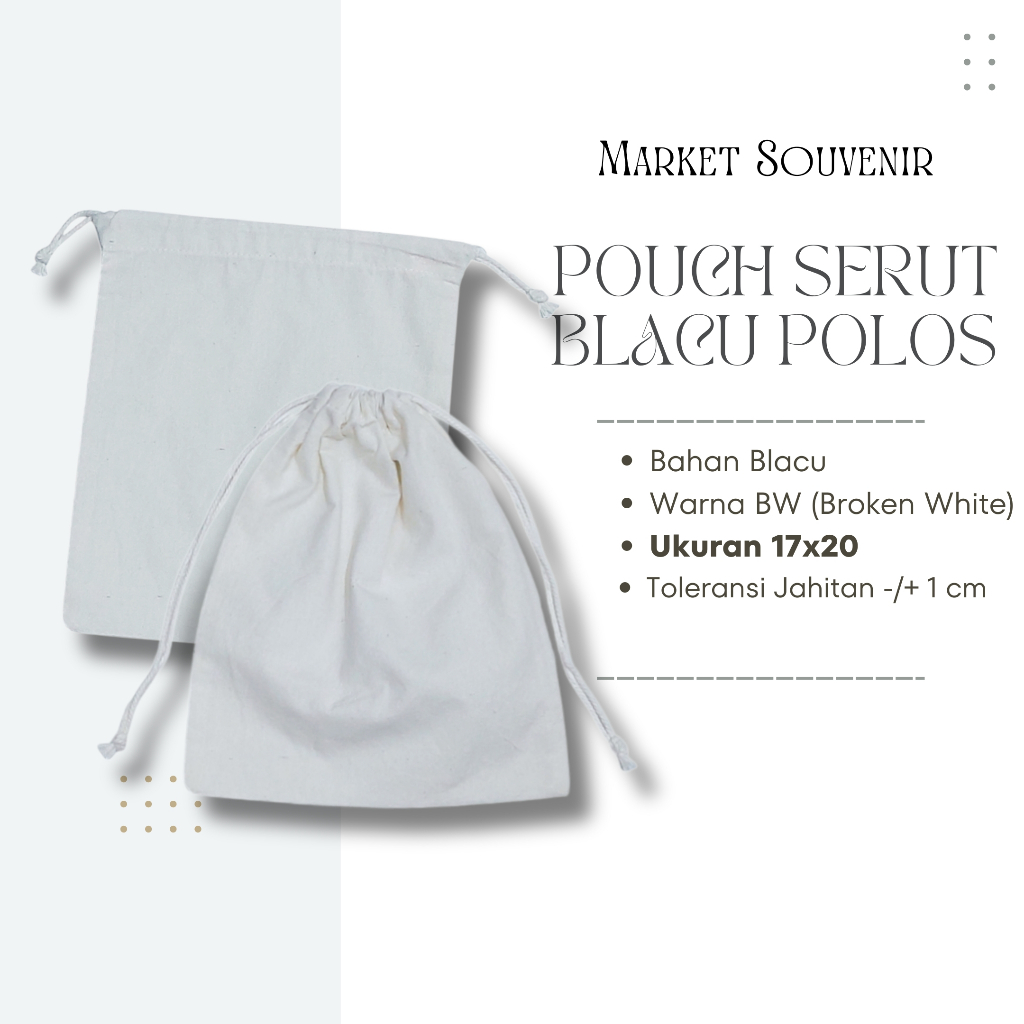 Blacu serut polos 17x20 pouch serut blacu/dustbag belacu 17 x 20