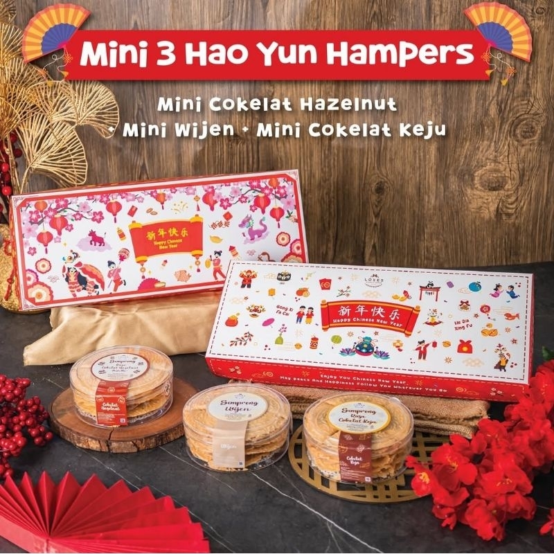 

Mini 3 Hao Yun Hampers Imlek CNY Loves Semprong Nutella Coklat Hazelnut + Coklat Keju + Wijen