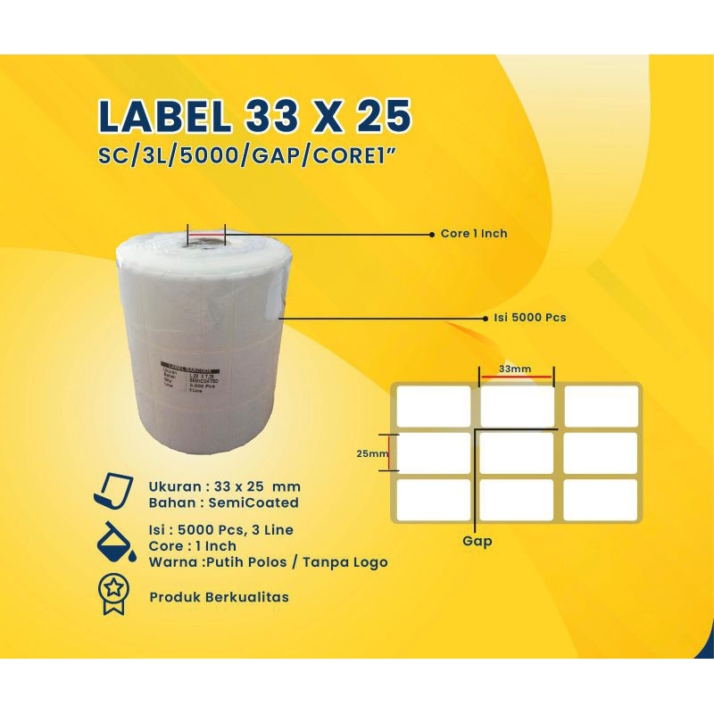 

Label Sticker 33 x 25 3 Line Gap Core1