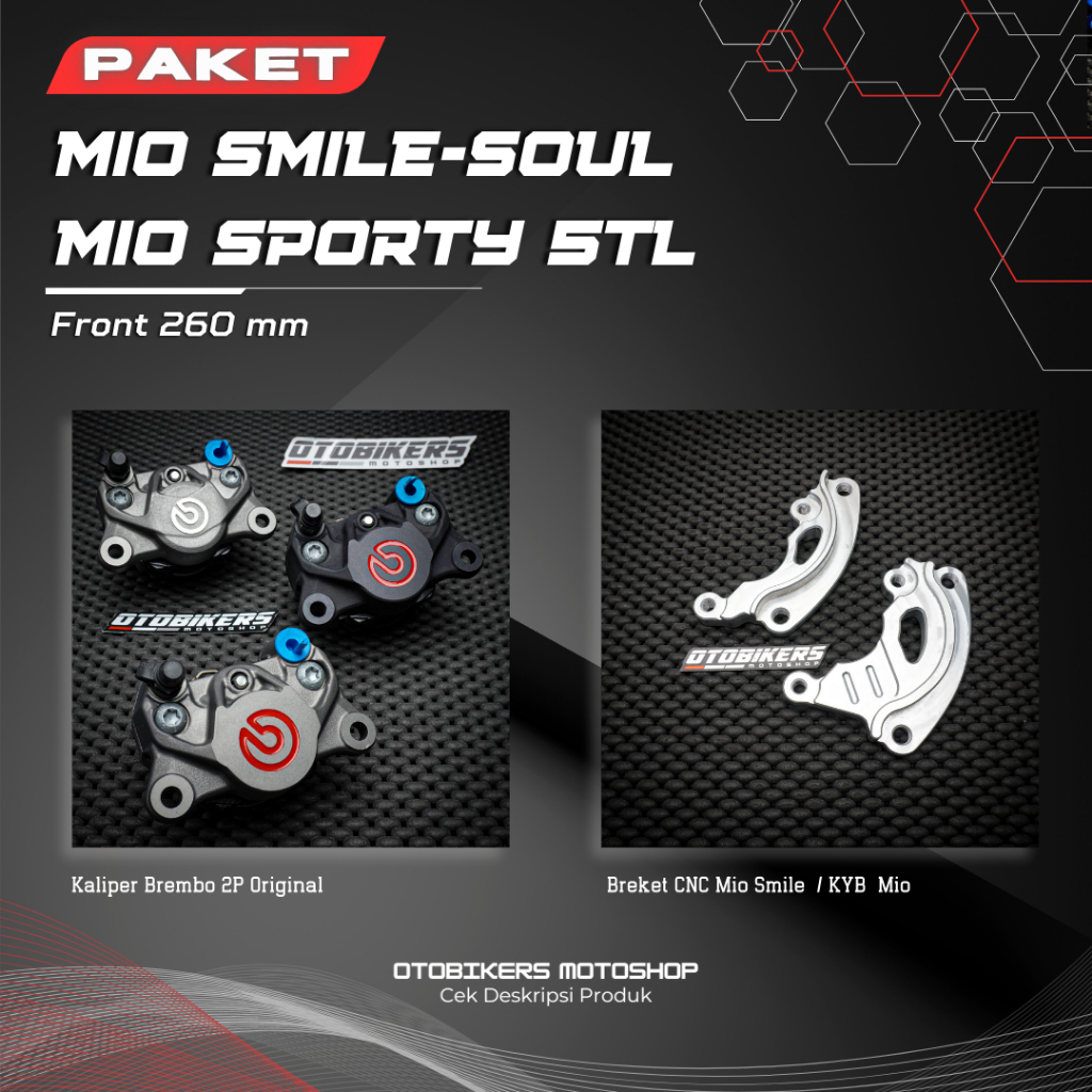 PAKET Kaliper Brembo 2P Depan 220 260 Mio Sporty 5TL Smile Soul