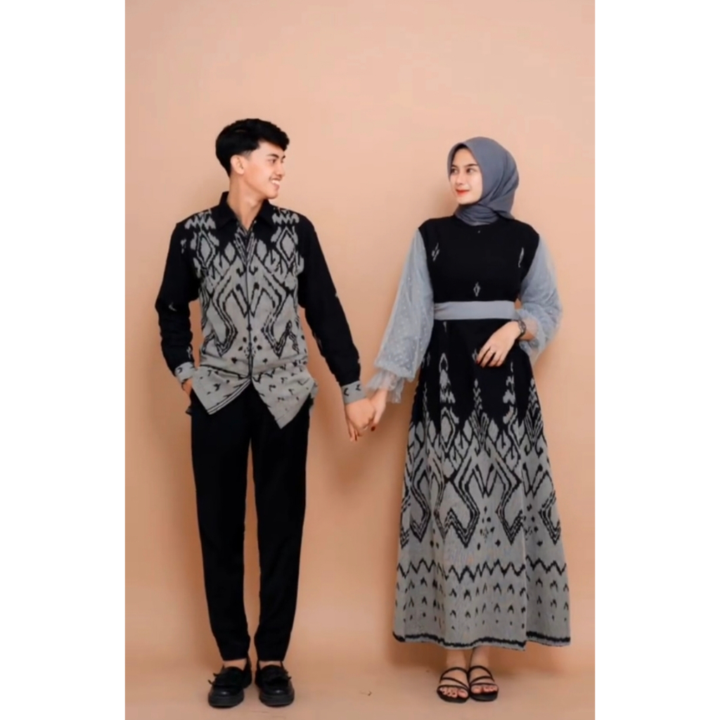 SET COUPLE TENUN - BAJU TENUN COUPLE DRESS RUBBY GREY LOVE BAJU KONDANGAN SERAGAM PESTA BAJU LEBARAN