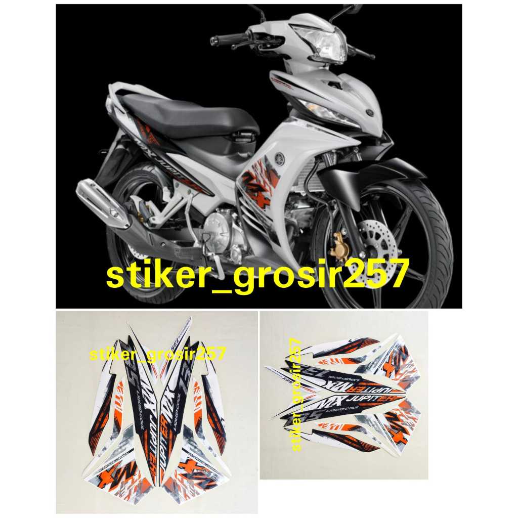 STIKER STRIPING & LIS BODY JUPITER MX NEW 135 2014 PUTIH ORANGE