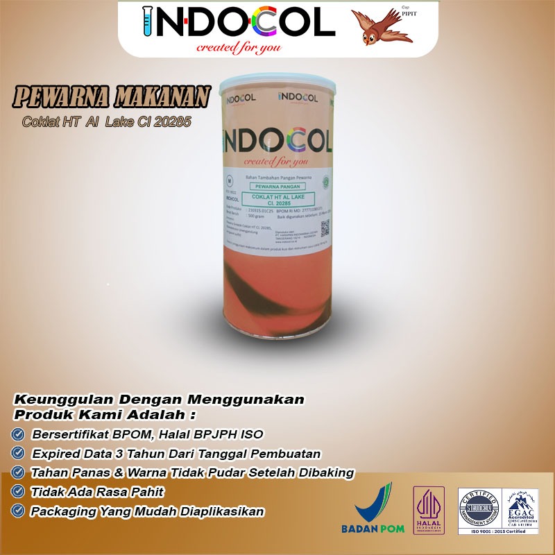 

Pewarna Makanan INDOCOL LAKE CHOCO BROWN HT CI.20285 (COKLAT) (RC) (OIL BASED)