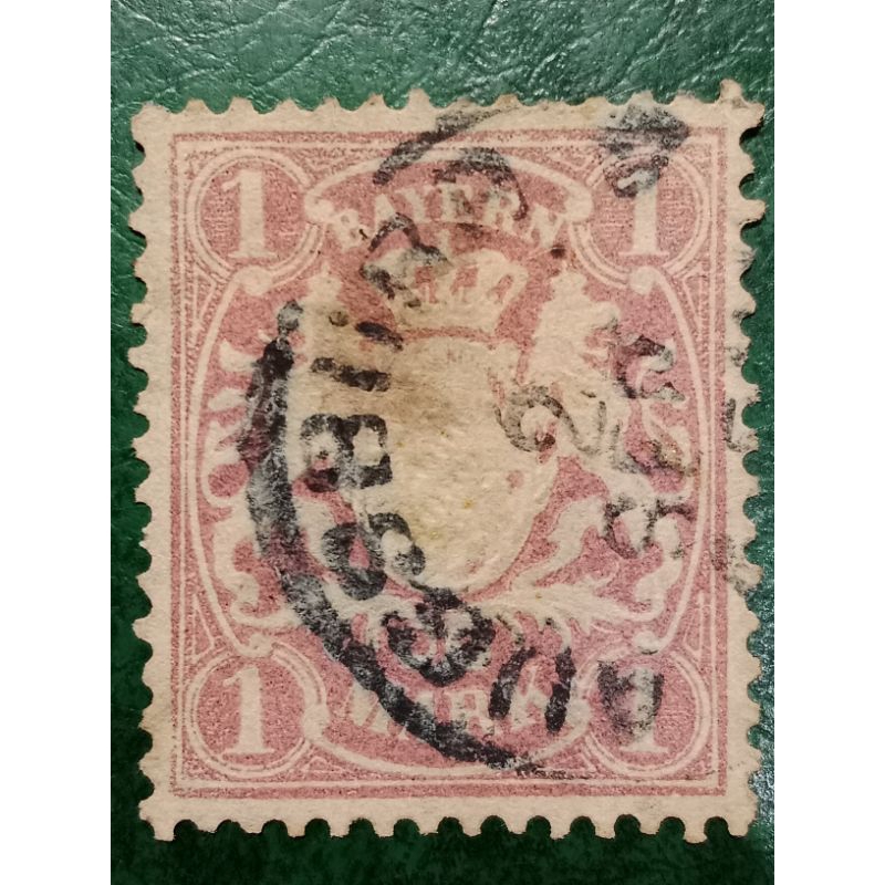 

Prangko Bavaria Jerman Kuno 1 Mark lambang negara tahun 1881-1911 USED