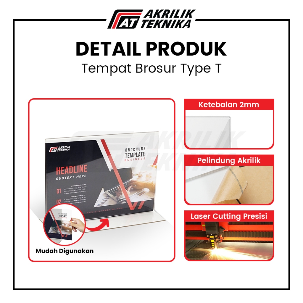 

RB Tempat Brosur A4 2mm / Akrilik Tent Card Landscape 2 Sisi - Tipe T