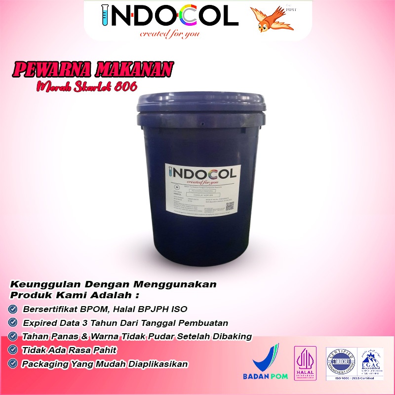 

Pewarna Makanan INDOCOL Merah Skarlet 806 (Red Scarlet) @25 Kg