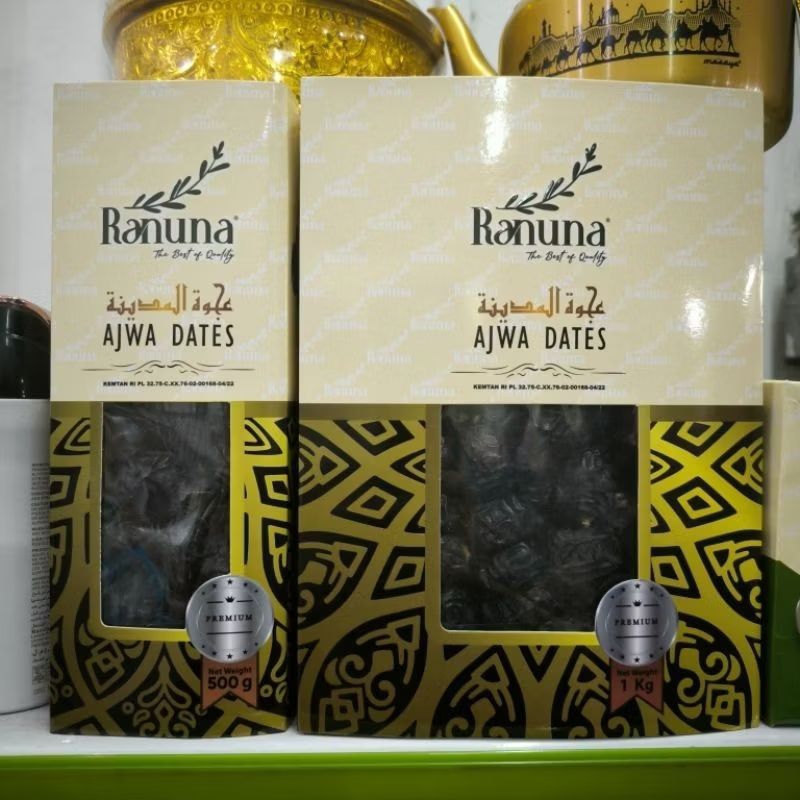 

KURMA AJWA 1kg Merek Ranuna, Ajwa Organic Empuk