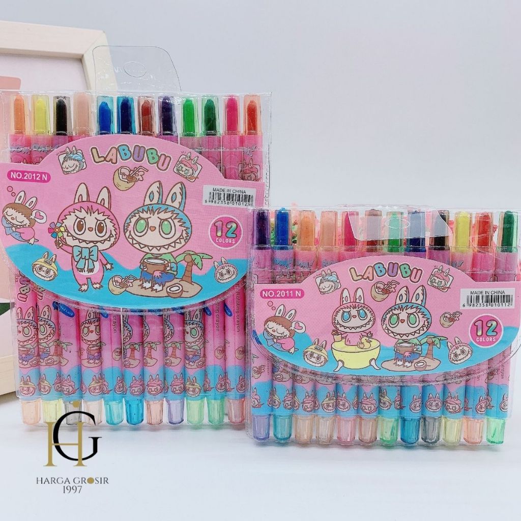 

Krayon mini twist labubu isi 12 pcs MN-1769 / Crayon Putar isi 12 crayon mini Labubu / Alat mewarnai krayon pensil warna pewarna 12 pcs