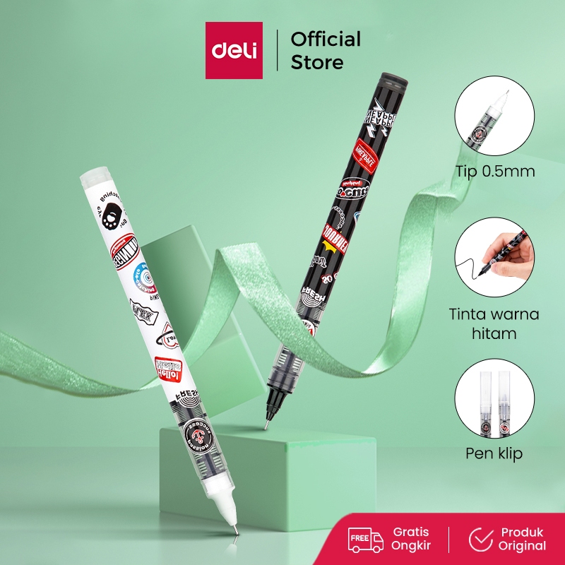 

Deli Roller Pulpen 0.5mm Ujung Kecil, Tinta Cepat Kering, Multilayer S876