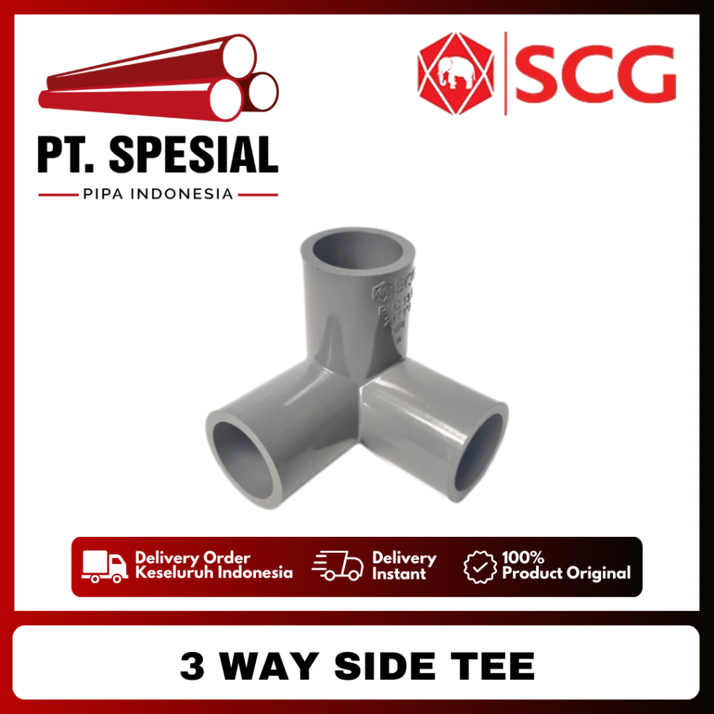 Tee Elbow 90° AW 3 Way Side Tee SCG 1" / T Cabang 3 Siku PVC AW SCG - 07