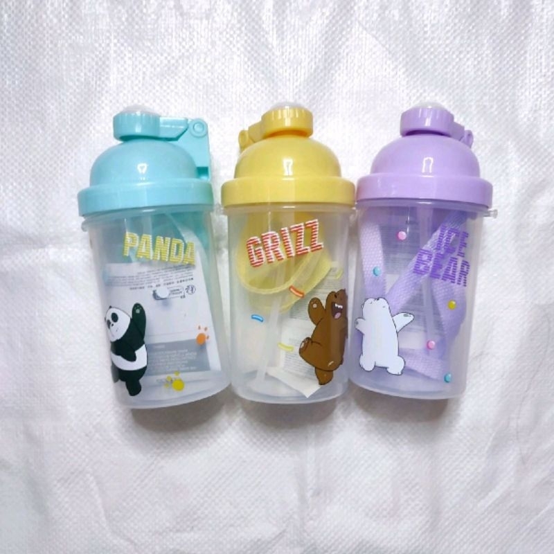 MINISO WE BARE BEARS WATER BOTTLE WITH STRAP 500ml BOTOL MINUM WBB DENGAN TALI