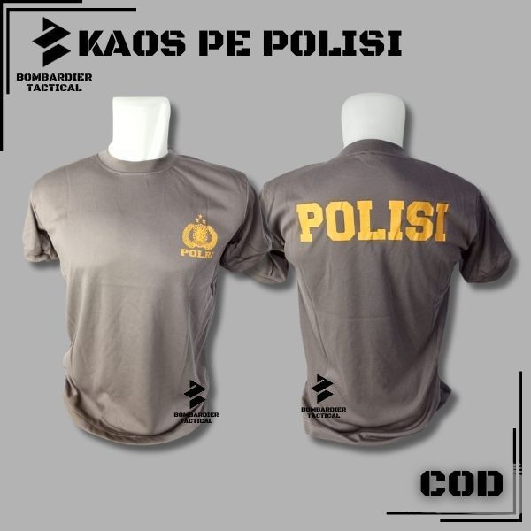 Kaos pe polisi coklat / kaos latihan / kaos coklat / kaos polri / kaos polisi cod