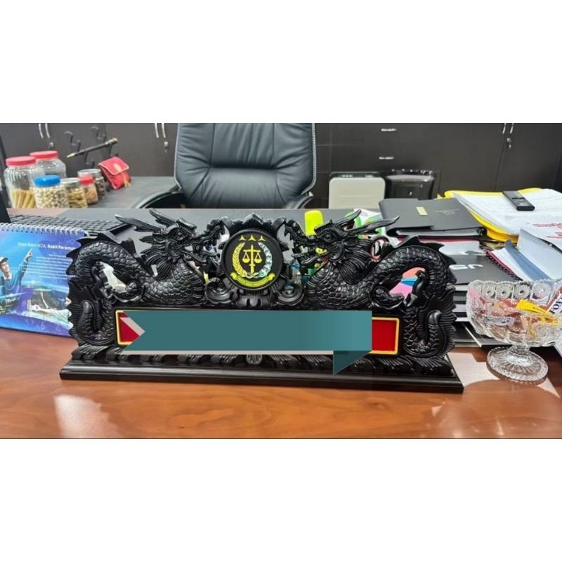 Custom Papan Nama Ukiran Kayu Jati - Papan Nama Meja Kerja - Papan Nama Perusahaan / Jabatan