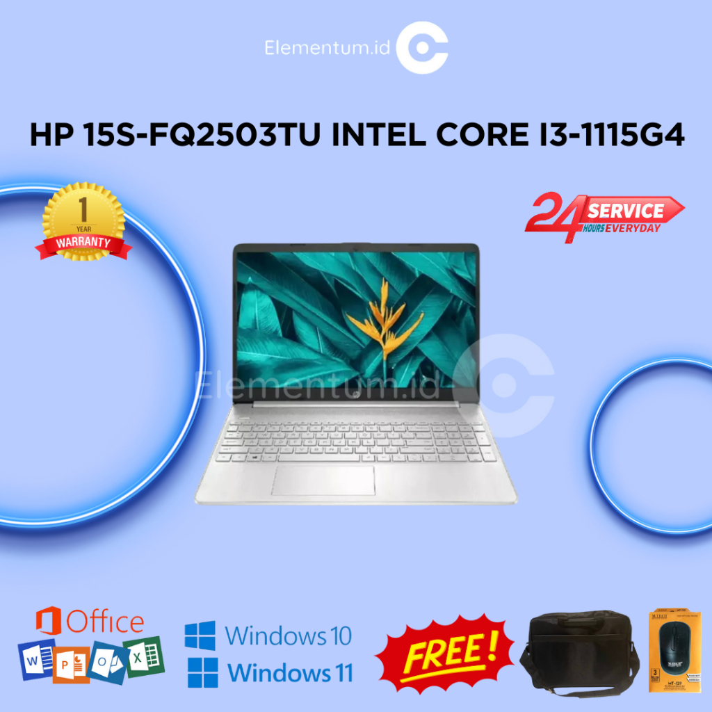 HP 15s-fq2503TU Intel Core i3-1115G4 | Ram 8GB SSD 512GB 15,6" FHD Backlit Keyboard