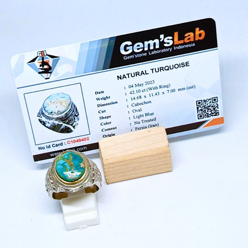 Cincin Natural Pirus Persia (Turquoise) + Memo